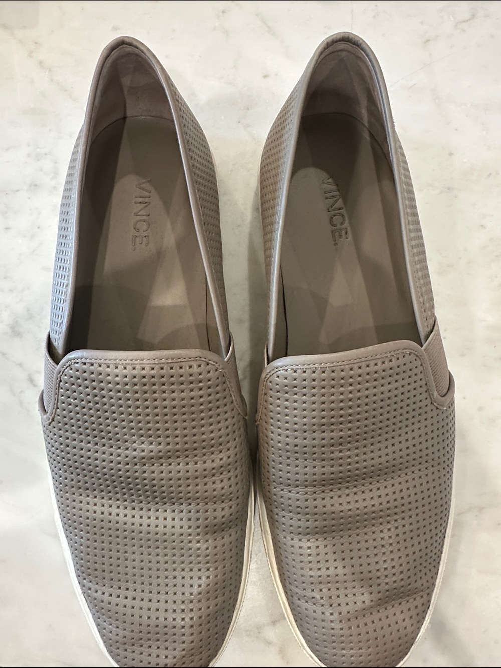 Vince women’s Perforated Slip-On Sneakers in Light Taupe